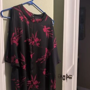 Worthington Black Dress with Pink Floral Design
